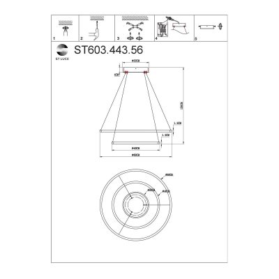 ST603.443.56 Светильник подвесной ST-Luce Черный/Белый LED 1*56W 4000K