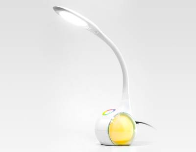 Светодиодная настольная лампа с RGB подсветкой DE532 WH белый LED 4200K+RGB 7.5W