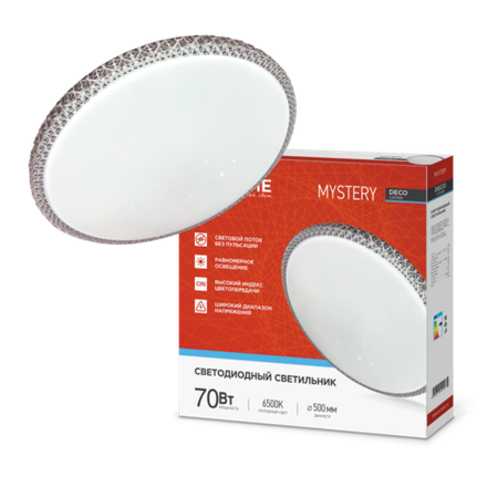 Светильник светодиодный DECO MYSTERY 70Вт 6500К 6300лм 230В 500х73мм IN HOME 4690612052496