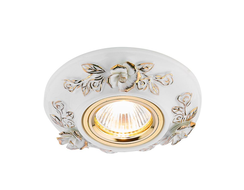 Встраиваемый потолочный точечный светильник D5503 W/GD белый золото керамика