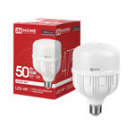 Лампа светодиодная высокомощная LED-HP-PRO 50Вт цилиндр 4000К нейтр. бел. E27 4750лм 230В с адаптером E40 IN HOME 4690612031118