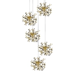 L5PR721132 Подвес пятерной круглый EXTRA 5x3x5W(led) G9 (721132 - 5 + 572152 -1) ЗОЛОТО Lightstar