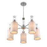 6585/5 MODERNI LN25 хром/бежевый, металл/текстиль, стекло Люстра подвесная E14 5*40W 220V ARNIKA