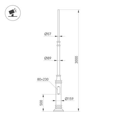 Опора фланцевая OXOR-OT3-DE-D160-L3000 (BK) (Arlight, Сталь)