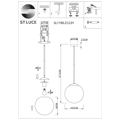 SL1190.212.01 Светильник потолочный ST-Luce Золотистый/Прозрачно-белый E27 1*60W