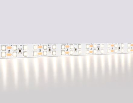 Светодиодная лента двухрядная GS3602 2835 204Led/ 20W m/ 24V IP20 4500K/ 5000*14*1.2mm/ кратность резки 72mm (2 конт.)
