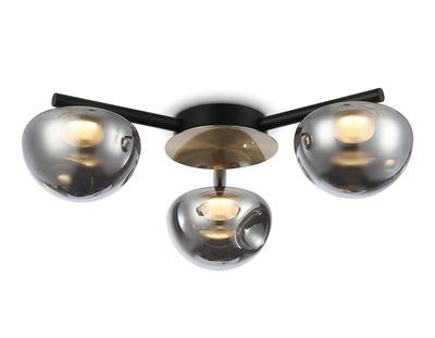 Светильник светодиодный потолочный LH12006/3 BK/GD/SM черный/золото/дымчатый 18W 3000K D640*170