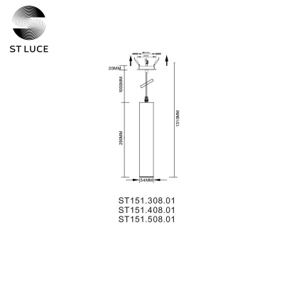 ST151.508.01 Встраиваемый подвес Белый GU10 1*50W IP20 D54xH290 220V Без ламп