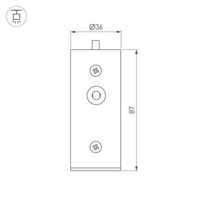 Заглушка ROUND-D36-360 BLACK с отверстием (Arlight, Металл)