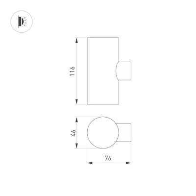 Светильник LGD-RAY-WALL-TWIN-R46-2x3W Warm3000 (GR, 24 deg, 230V) (Arlight, IP65 Металл, 3 года)