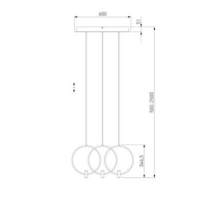Подвесной светильник 50257/3 LED черный/ латунь, LED