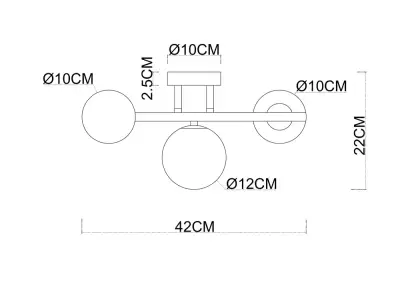 Настенно-потолочный светильник Arte Lamp GEMINI A2243PL-3BK, 3хG9