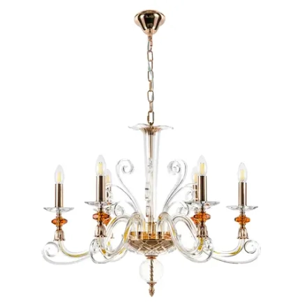 Люстра Crystal Lux CATARINA SP6 V2 GOLD/TRANSPARENT-COGNAC 1361/306