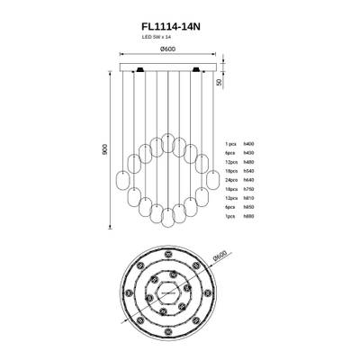 Подвесная люстра Etereo FL1114-14N, LEDх14