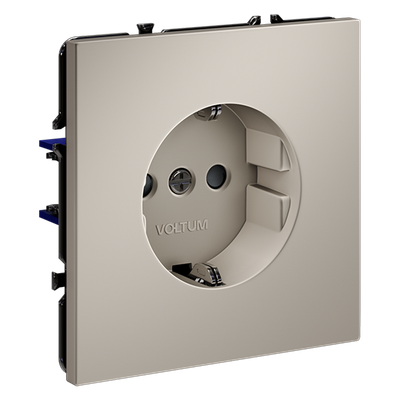 VLS040203 Розетка встраиваемая VOLTUM S70 с заземлением и защитными шторками, 16А, (кашемир) (ТМ Maytoni)