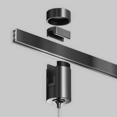 Коннектор с тросовым подвесом Tau в шинопровод Flarity черный TRA154SW-1B. TM Maytoni