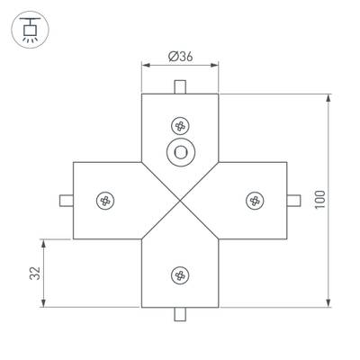 Соединитель профиля ROUND-D36-360-X90 (Arlight, Алюминий)