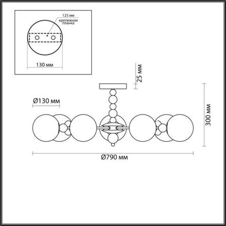 6526/7C MODERNI LN23 292 чёрный Люстра потолочная E14 7*40W 220V SUNDAY