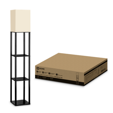 Светильник ТНО 06КВUSB-E27-NB 230В 2хUSB-C напольн. под лампу беж. абажур/ черн. корпус IN HOME 4690612060163