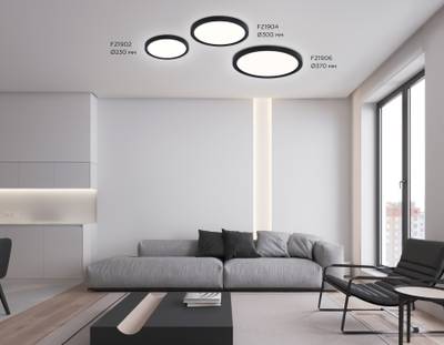 Светильник светодиодный ультратонкий FZ1906 BK черный IP54 26W 3000K-6500K CCT-переключатель D370*25 (Без ПДУ)