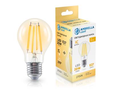 Лампа светодиодная Filament 602013 LED A60 20W IC E27 2700K 220-240V