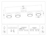 Светильник накладной TN71029/4 BK черный GX53/4 max 12W 600*80*140