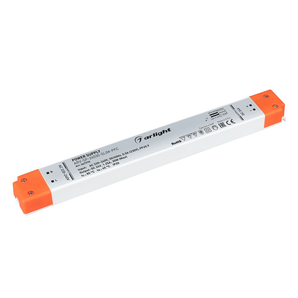 Блок питания ARV-SP-24030-SLIM-PFC (24V, 1.25A, 30W) (Arlight, IP20 Пластик, 5 лет) Блок питания ARV-SP-24030-SLIM-PFC (24V, 1.25A, 30W) (Arlight, IP20 Пластик, 5 лет)