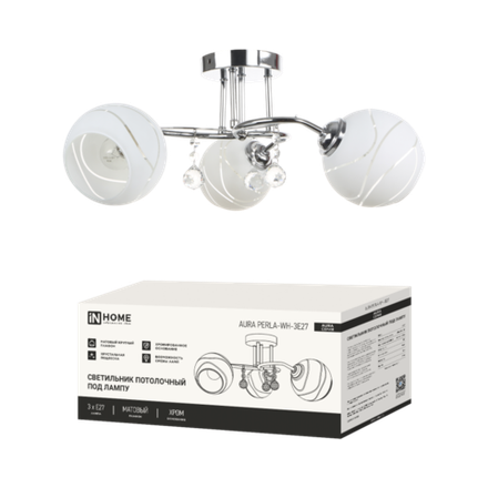 Светильник AURA PERLA-WH-3E27 440х440х210 потолочн. под лампу хром IN HOME 4690612058078
