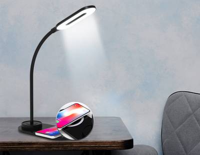 Светодиодная настольная лампа с беспроводной зарядкой DE589 BK черный LED 3000-6400K 3W