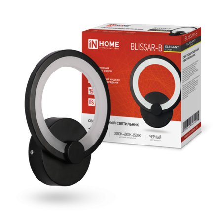 Светильник светодиодный ELEGANT BLISSAR-B 15Вт 3000-6500К 1050лм 230В STEP COLOR черн. IN HOME 4690612043142