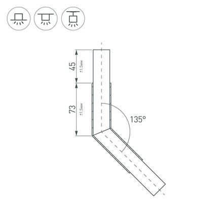 Угол PLS-LOCK-H25-L135 (с экраном MAT-L) (Arlight, Металл)