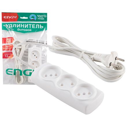 Удлинитель ENGY "Эконом" 3м/3роз. (ШВВП 2х0,75)