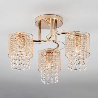 Потолочный светильник с металлическими плафонами и хрусталем 30137/3 золото