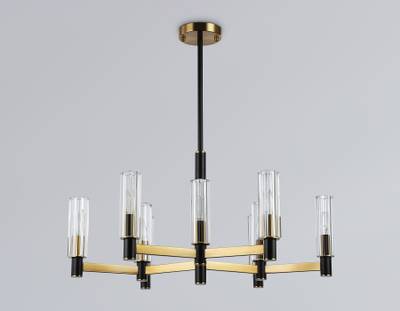 Светильник на штанге LH55513/9 BK/BS/CL черный/латунь/прозрачный E14*9 max 40W D760*760