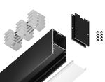 Алюминиевый профиль накладной/подвесной "Profile System" GP3000BK черный/матовый рассеиватель 2000*35*67, 2 заглушки, 4 крепления в комплекте (для ленты до 32,8мм)