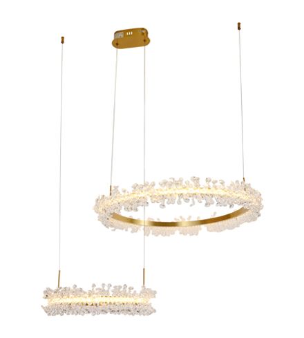 08245,36PA Люстра диммируемая Лаура латунь d40+60 h150 Led 60W (3000K) с пультом ДУ