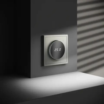 VLS070105 Терморегулятор электронный VOLTUM S70 с индикацией и датчиком, для теплого пола, (сталь). (ТМ Maytoni)