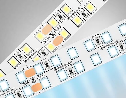 Светодиодная лента двухрядная GS3703 2835 240Led /24W m/ 24V IP20 6500K/ 5000*14*1.2mm/ кратность резки 50mm (2 конт.)
