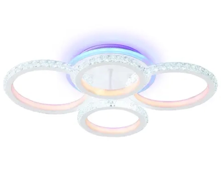 Светильник потолочный светодиодный с RGB подсветкой и пультом FA9524/2+2 WH белый 92W 6400K/3000K+RGB 560*370*110 (ПДУ РАДИО 2.4G)
