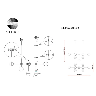 SL1157.303.09 Светильник подвесной ST-Luce Бронза/Белый E14 9*40W