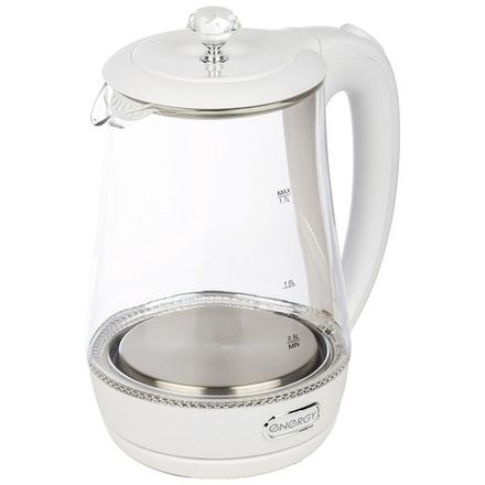 Чайник Energy E-207 (1,7 л), стекло, пластик, цвет белый