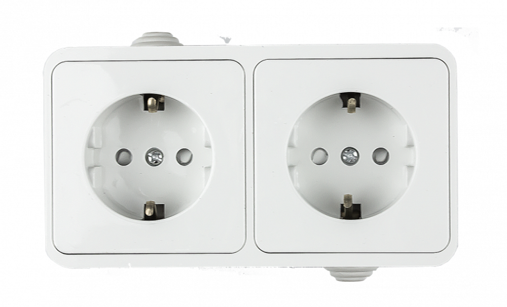 Розетка 2-м AQUA 3123 защ. шторки с заземл. п/герм бел. ASD / IN HOME 4690612003467