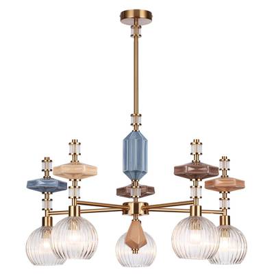 5414/5 MODERN ODL_EX26 античная бронза/терракот/синий/бежевый/коричневый/металл/керамика Люстра E14 5*40W TERRA