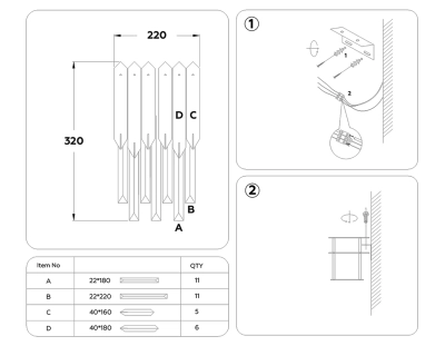 Настенный светильник с хрусталем TR5288/2 CH/CL хром/прозрачный E14/2 max 40W 370*220*110