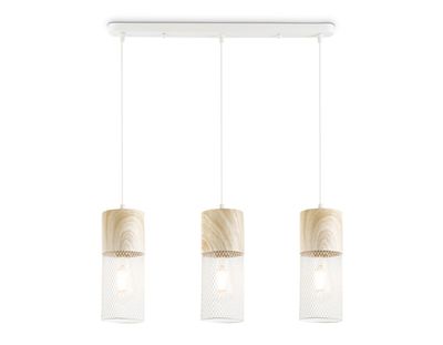Светильник подвесной TR8499/3 WH/WD белый/дерево E27/3 max 60W 550*100*1000