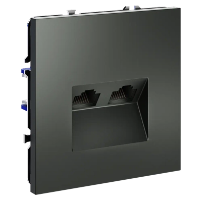 VLS060206 Розетка компьютерная встраиваемая VOLTUM S70 двойная RJ45+RJ45 кат.6, (титан). (ТМ Maytoni)