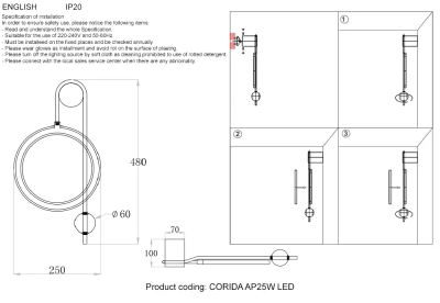 Бра Crystal Lux CORIDA AP25W LED BLACK/GOLD 1440/401