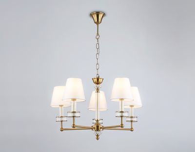 Светильник подвесной LH71021/5 BS/WH латунь/белый E14*5 max 40W D670*1130