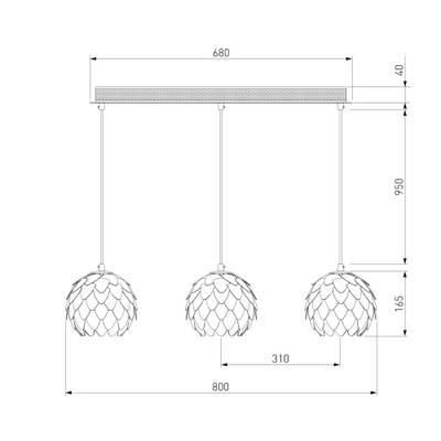 Светильник подвесной с тремя плафонами 304/3, E27х3