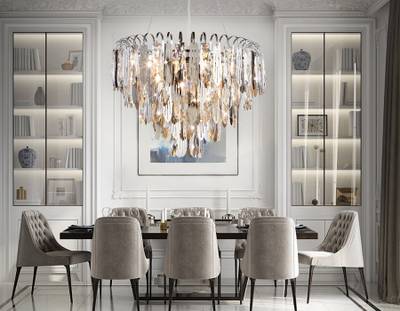 Подвесная люстра с хрусталем TR5255/8 CH/CL хром/прозрачный E27*8 max 40W D500*350